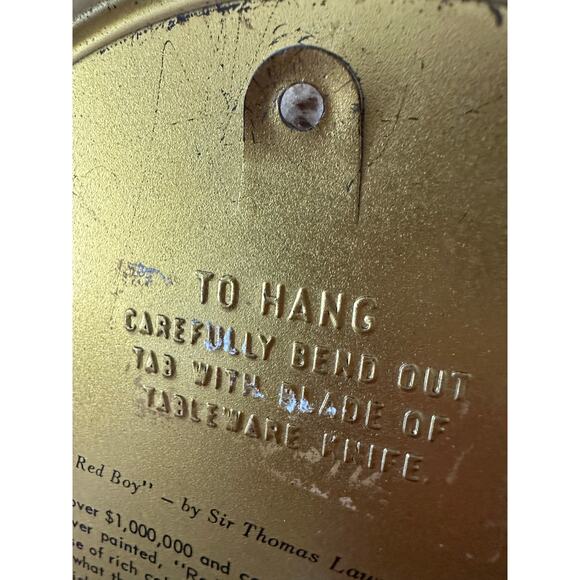 Vintage Metal Tray Portrait Plates Victorian 8"red boy blue boy fabcraft hanging - Picture 13 of 14